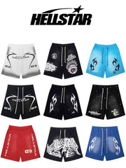 高版本HELLSTAR地狱之星美式水洗做旧VTG男女运动休闲五分短裤ins (1)