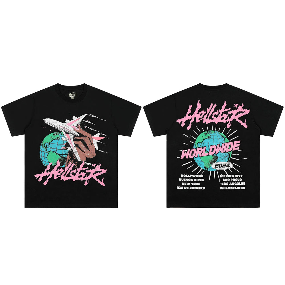 High weight HELLSTAR Hellstar American style trendy short sleeved graffiti vintage niche men's and women's t-shirts (12)