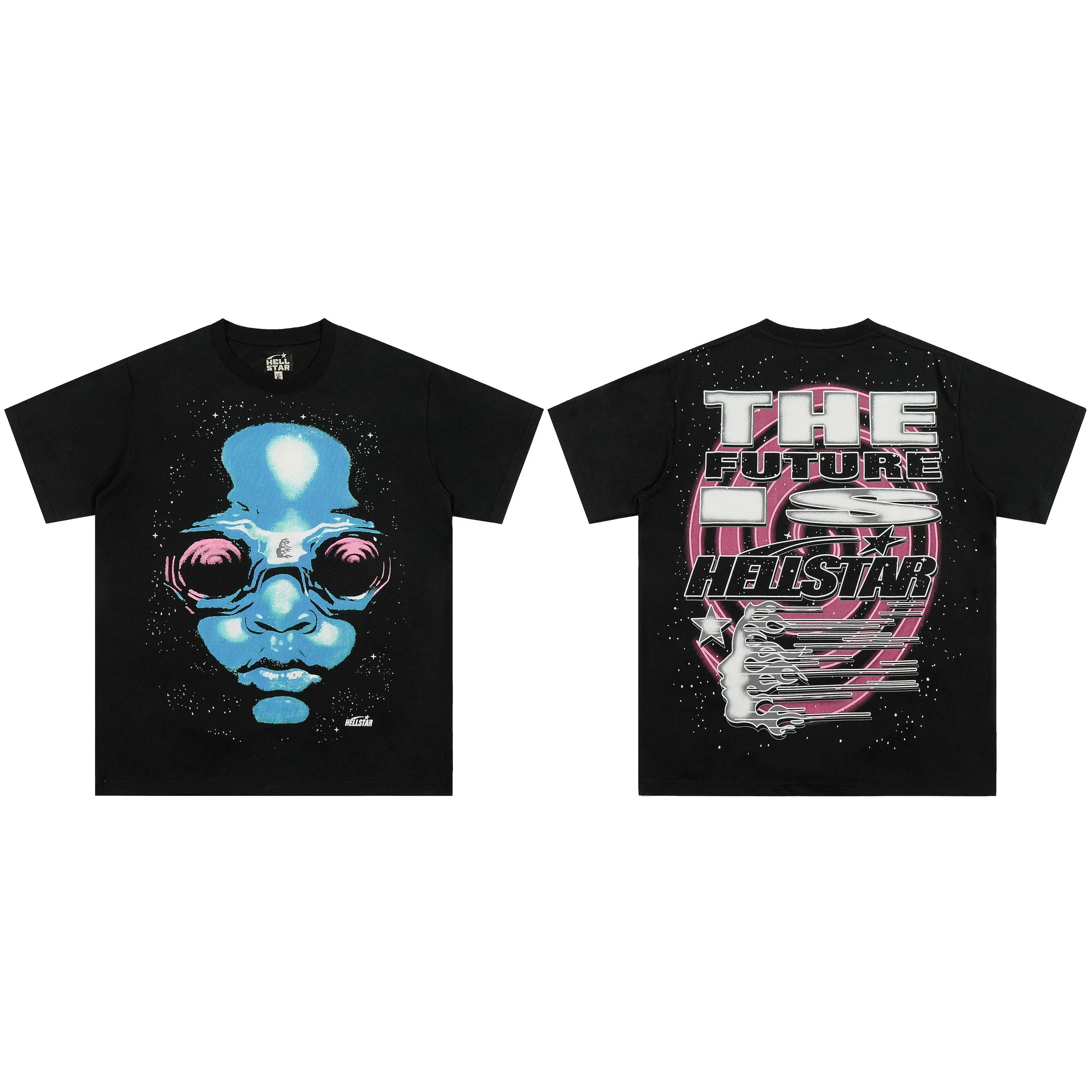 European and American style heavyweight HELLSTAR Hell Star short sleeved men's trendy brand digital graffiti Vintage women's loose T-shirt (13)