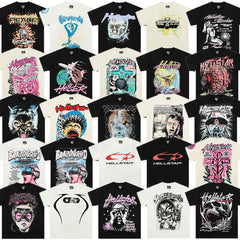 High weight HELLSTAR Hellstar American style trendy short sleeved graffiti vintage niche men's and women's t-shirts (16)