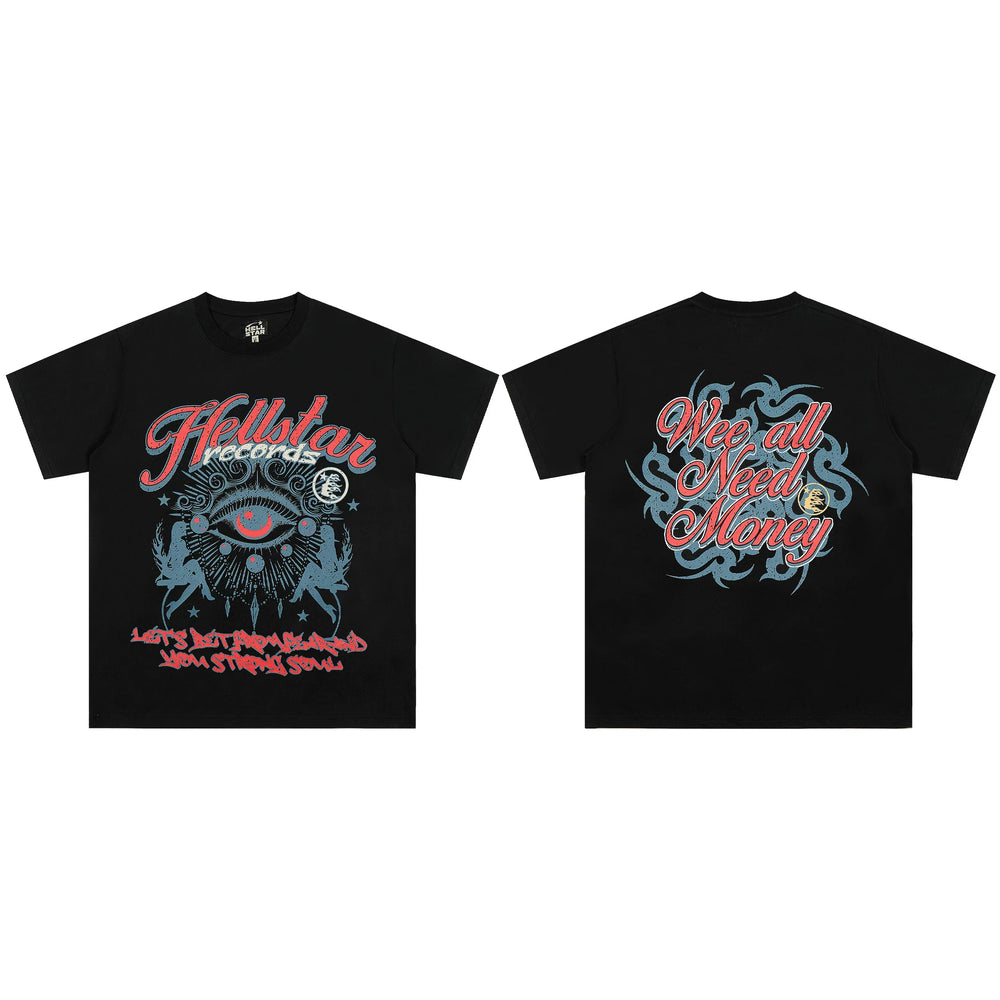 High weight HELLSTAR Hellstar American style trendy short sleeved graffiti vintage niche men's and women's t-shirts (5)