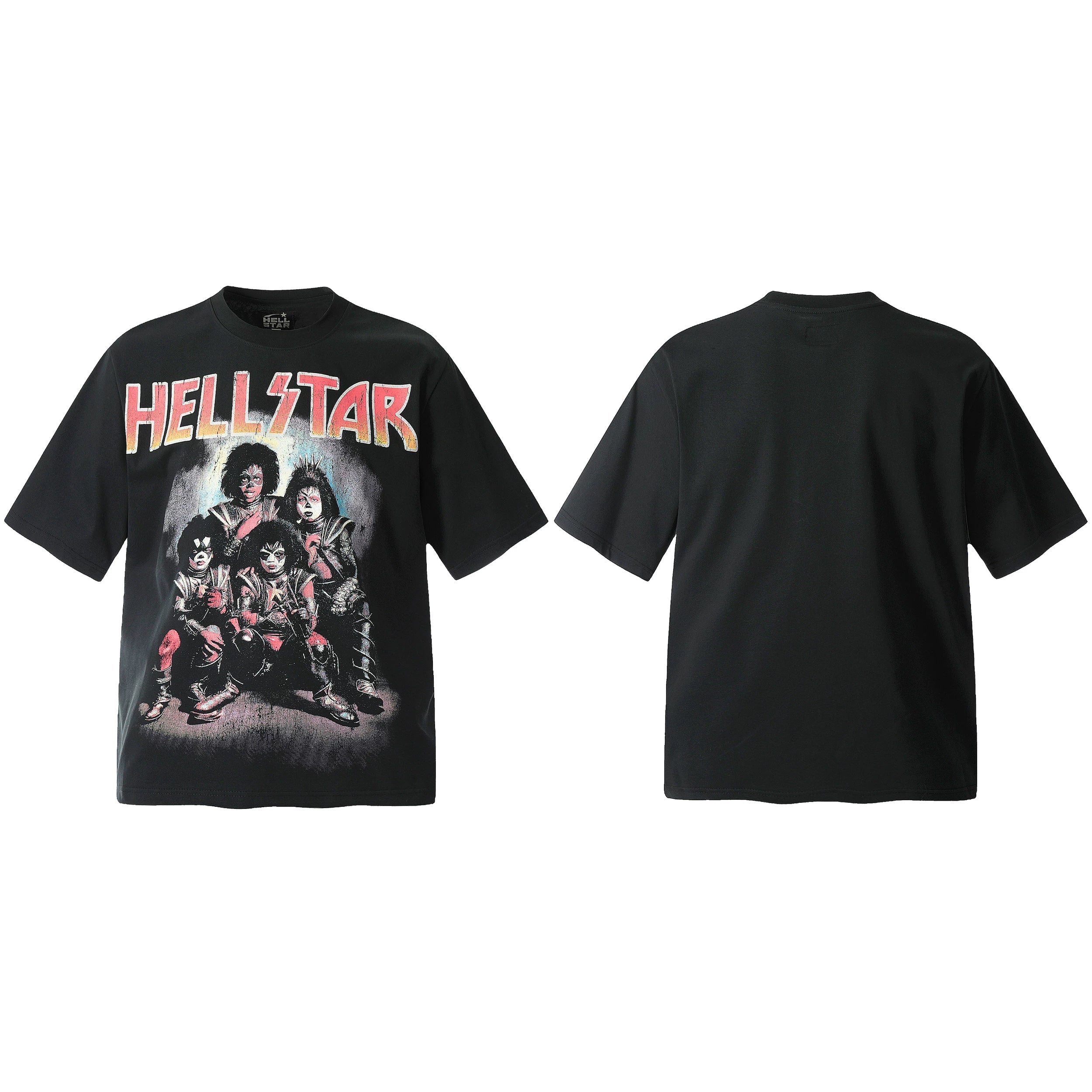 HELL Hell's Star Short Sleeve Trendy Brand American High Street Vintage Summer Couple Dress Men's and Women's Half Sleeve T-shirt (13)