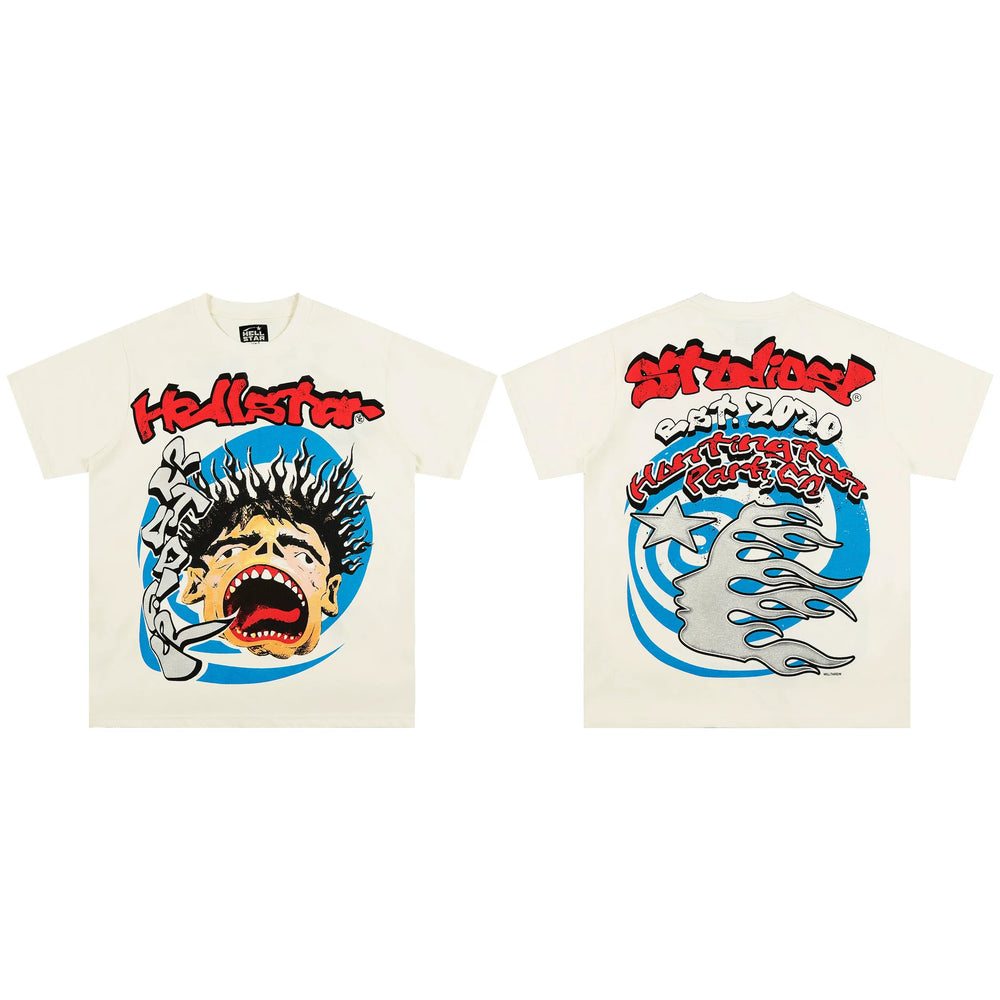 High weight HELLSTAR Hellstar American style trendy short sleeved graffiti vintage niche men's and women's t-shirts (22)